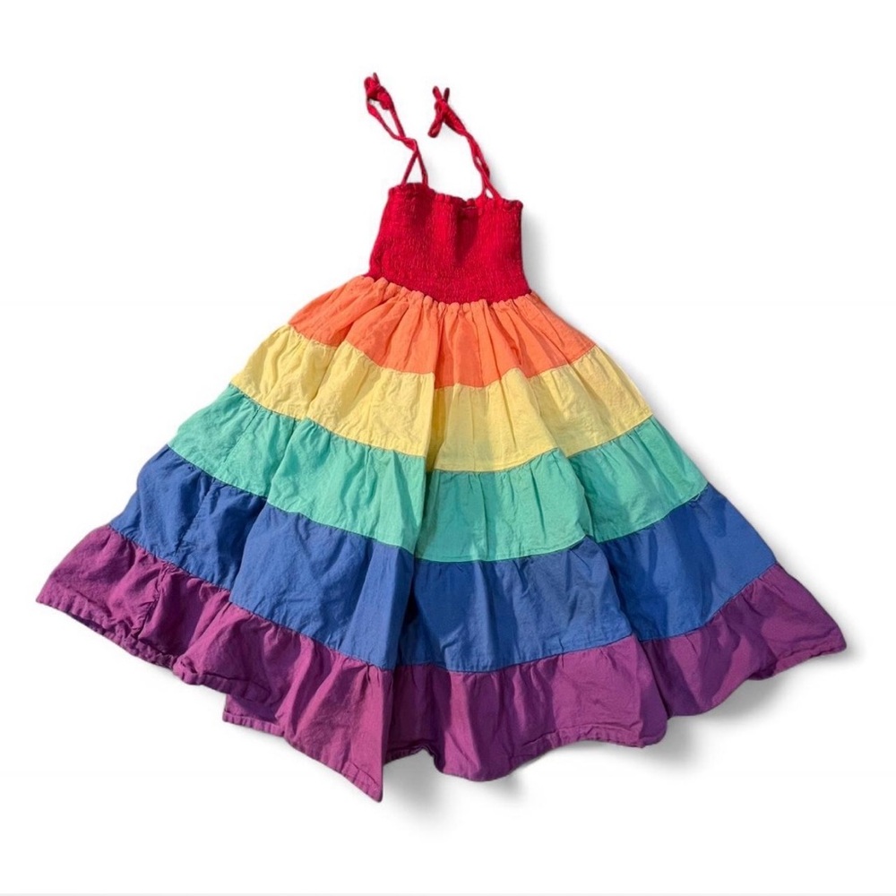 Rainbow Tiered Sundress with Tie Straps